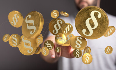 Abstract image of golden paragraph symbols. Perfect for legal, law, and justice concepts.