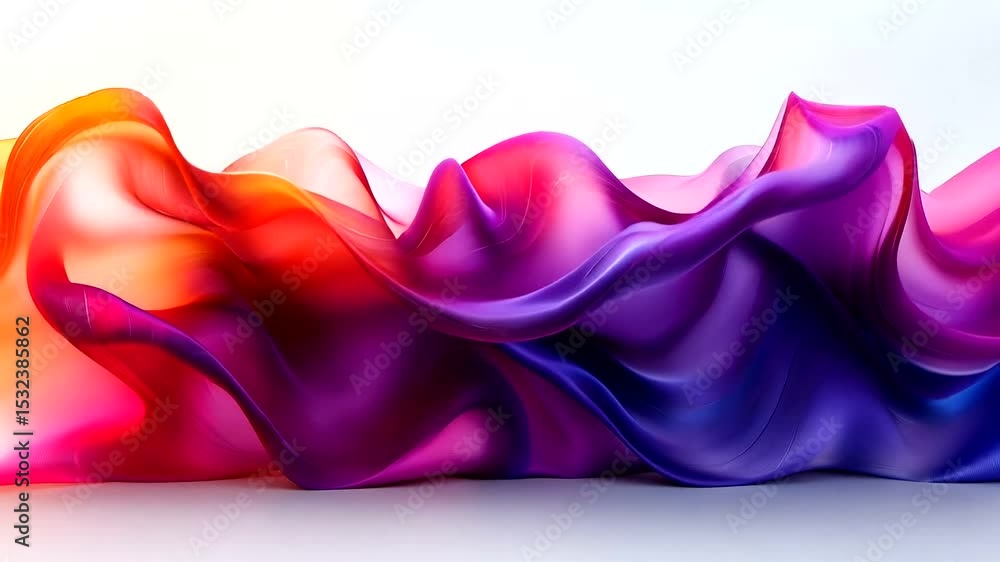 Poster abstract silk fabric wave animation with gradient color transition background loop