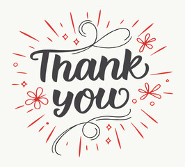 Thank You Card Design: Elegant Handwritten Typography with Floral Accents