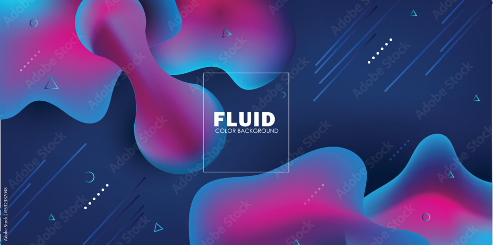 Poster gradient blue and pink abstract banner with fluid shape elements