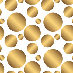Seamless geometric pattern of golden circles.  Abstract vintage background. Modern and elegant texture. Vector illustration