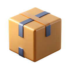 3d render of a realistic cardboard box with straps isolated on transparent background