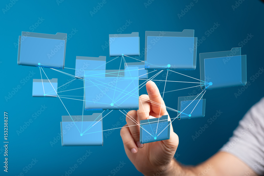 Leinwandbilder Abstract image of interconnected digital folders, symbolizing data sharing and network connections.