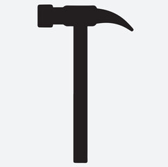 hammer tool symbol silhouette vector art illustration, hammer on white background
