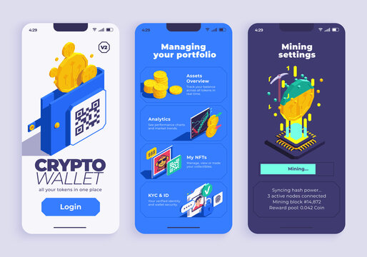 Blockchain Isometric App design Collection