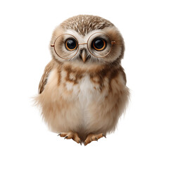 Naklejka premium Spectacled owl perched , ideal for educational and reading materials, with a whimsical and studious theme for design projects.