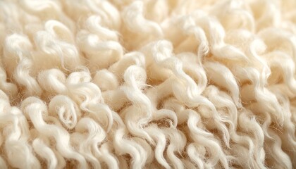 Detailed Close-Up of Soft, Curly Wool Fibers Showcasing Texture and Warmth for Textile Enthusiasts