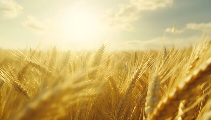 Golden wheat field bathed in sunlight.