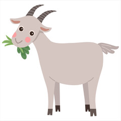 Illustration of a goat eating grass