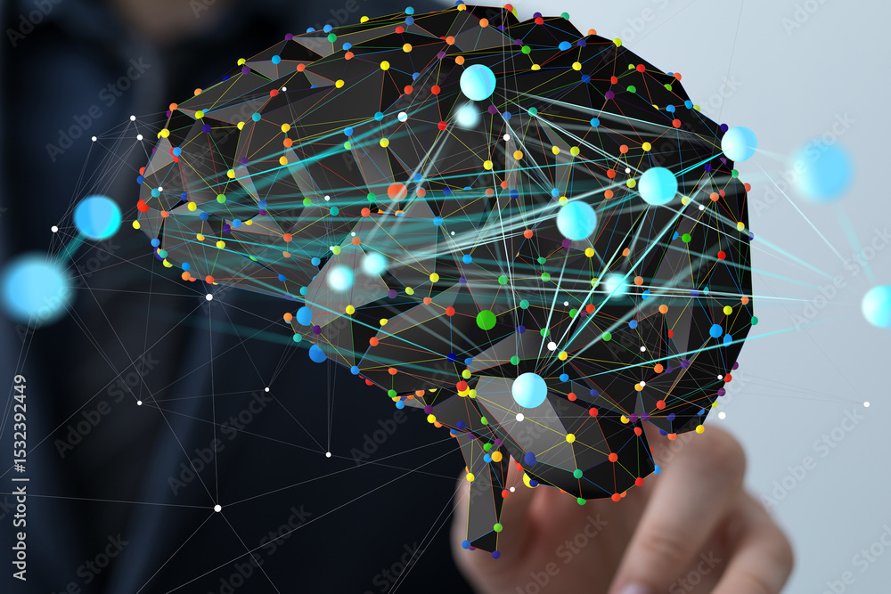 Poster abstract brain network concept. ai, neural network, technology, connection.