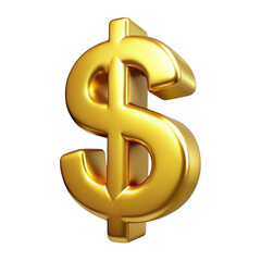 Fototapeta premium 3d realistic golden dollar sign isolated on transparent background