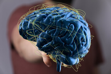 3D rendering of human brain with neural network connections.  Perfect for AI, neuroscience, and...