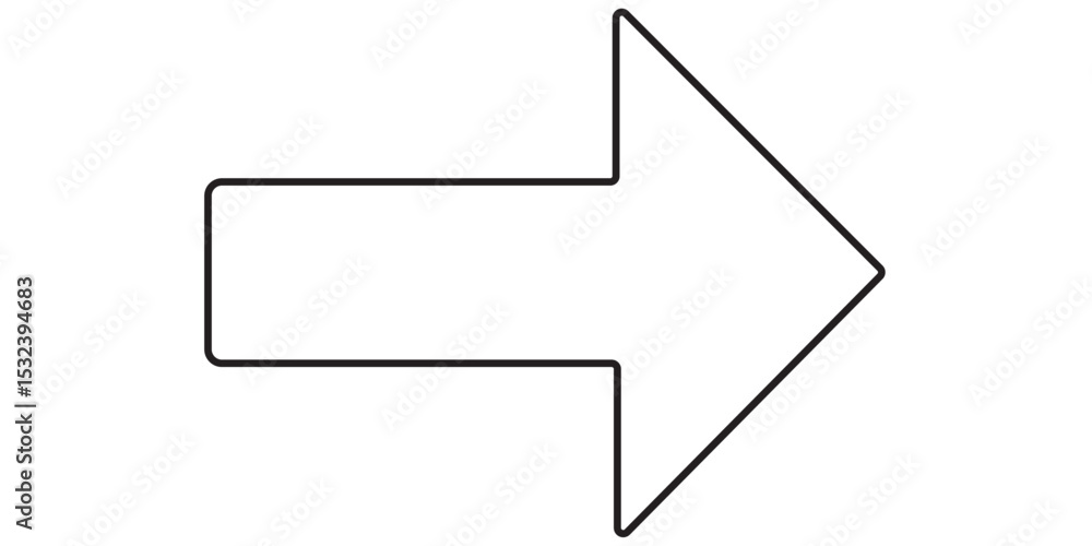 Poster black outline arrow. arrow isolated vector icon. arrow pointing right on white background.