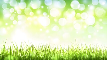 Obraz premium Vibrant Green Grass Meadow with Soft Bokeh Background