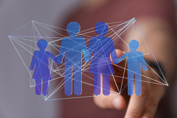Modern digital family illustration.  Concept of family connection and relationships.