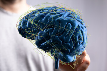 3D rendering of a human brain with neural connections.  Perfect for AI, neuroscience, and...