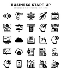 Simple Set of Business Start Up Related Vector Lineal Filled Icons.