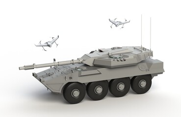 Tank attacked by UAV drone
