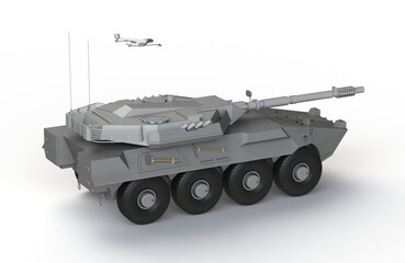 Tank attacked by UAV drone