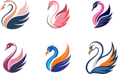 Obraz premium Elegant Swan Logo Designs Perfect for Branding and Company Identity Needs