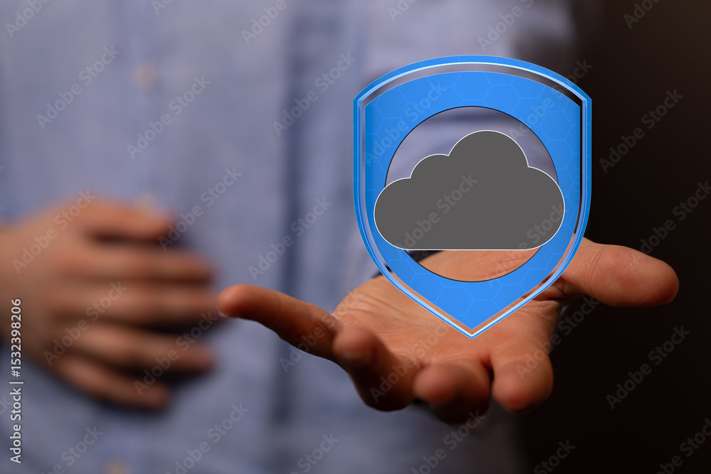 Poster Ensuring data safety with robust cloud security measures. Protect your valuable information.