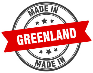 Made in Greenland round sign. Made in Greenland stamp.