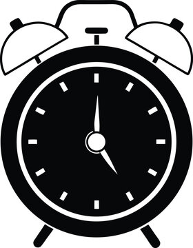 recommend clip art: Alarm clock – black silhouette on white background