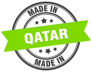Made in Qatar round sign. Made in Qatar stamp.