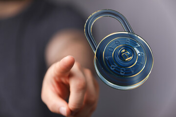 Secure your data.  Digital lock concept.  Cybersecurity, protection, safety.