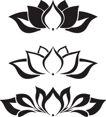 Black and white lotus flower vector designs for yoga and meditation