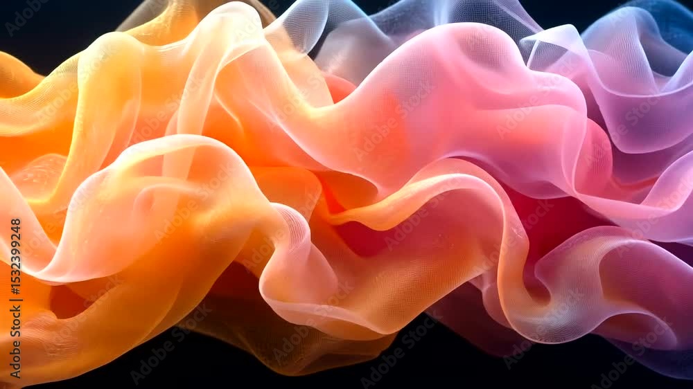 Poster abstract wave-like forms with vibrant colors and smooth transitions against black background