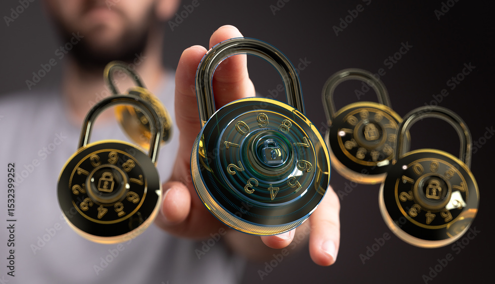 Aufkleber high-quality image of combination locks, symbolizing data protection and online security.