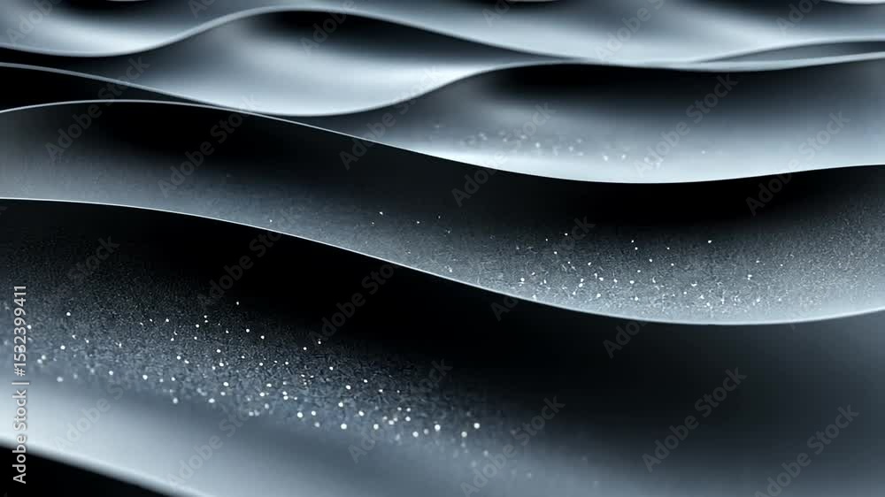 Poster abstract waves background with sparkling particles: minimalist and modern visuals