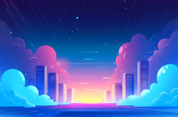 Neon Cityscape at Dawn