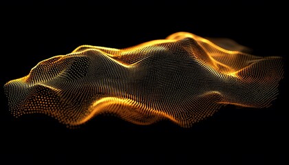 Abstract golden wave pattern on a black background.
