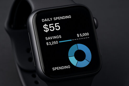 Smartwatch with Finance App UI – Future of Personal Budgeting