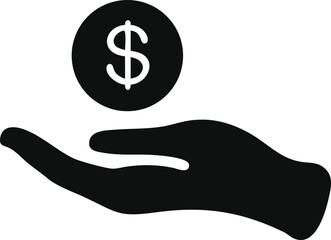 Money in hand simple icon. Vector illustration