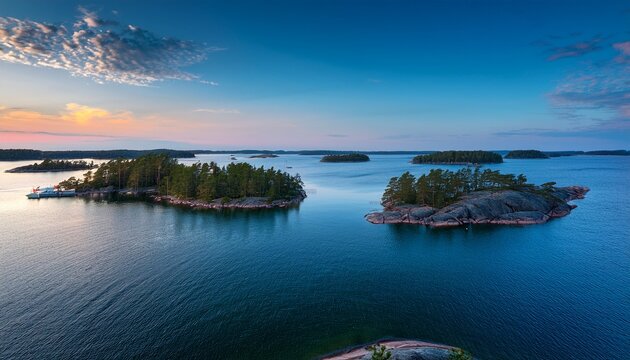 view of the archipelago sea and evening sky saaronniemi turku finland