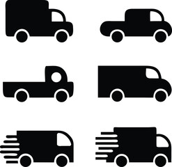 Track icons set. Van icon. Vector illustration