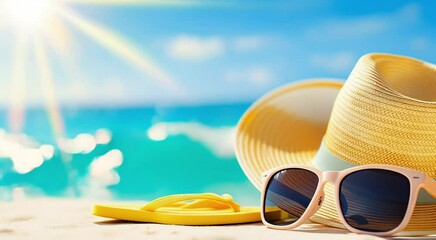 Summer vacation beach essentials sunshine