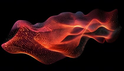 Abstract, dynamic form of glowing particles.
