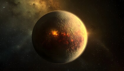 Fiery celestial body in deep space.