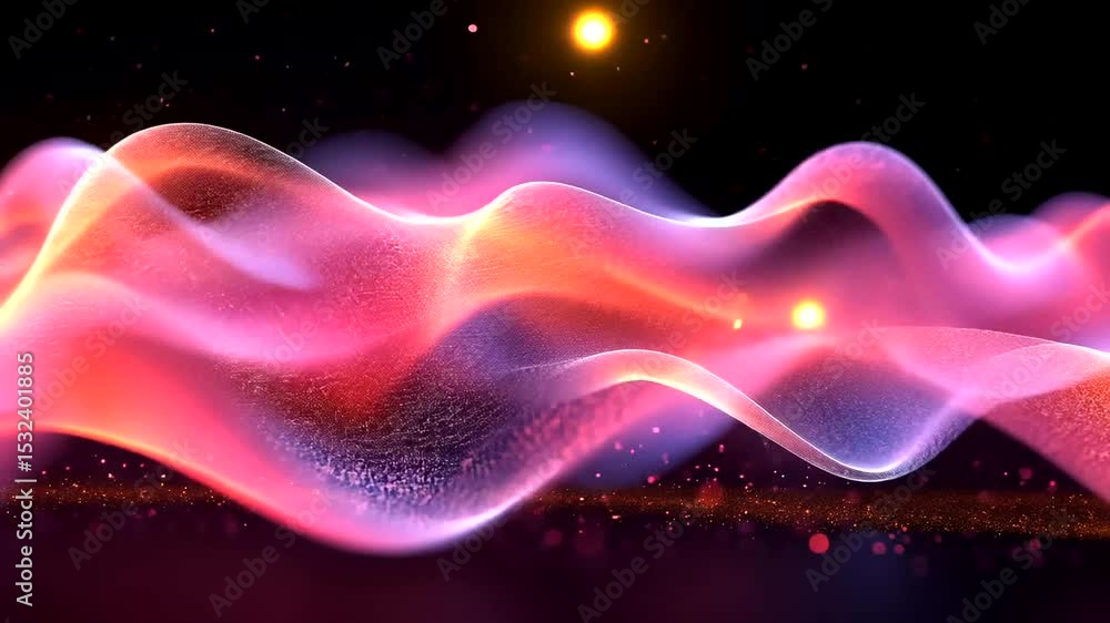 Poster abstract wavy background with glowing particles animation for creative design projects