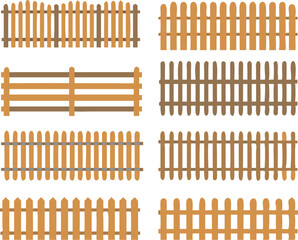 Wooden fenze set. Vector illustration