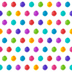 holiday gift wrapping seamless pattern: bright watercolor paint stains against white background
