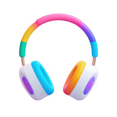 Colorful headphones for Music Lovers: A vibrant pair of headphones in rainbow hues, a stylish and modern accessory for music enthusiasts and audio lovers.