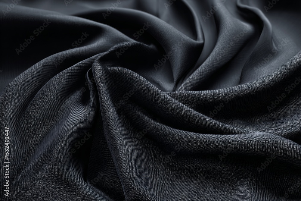 Poster elegant black fabric texture close up, showcasing intricate weave patterns and smooth surface