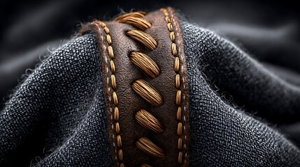 A detailed close-up of dark brown canvas fabric with visible stitching lines and realistic thread texture.