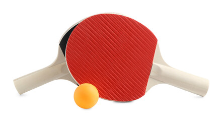 Ping pong rackets and ball isolated on white