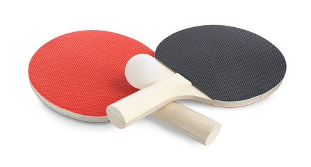 Two ping pong rackets isolated on white